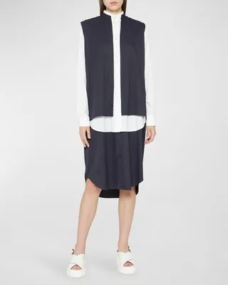 Layered Vest Midi Shirtdress