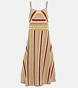 Vitali stripe crochet midi dress