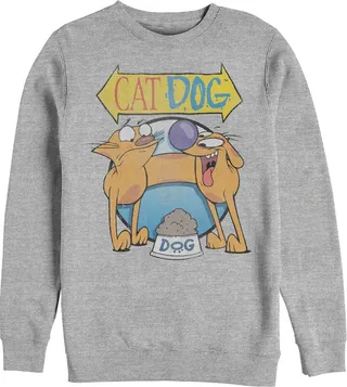 Men's CatDog Food Fight Sweatshirt - Athletic Heather - 3X Large