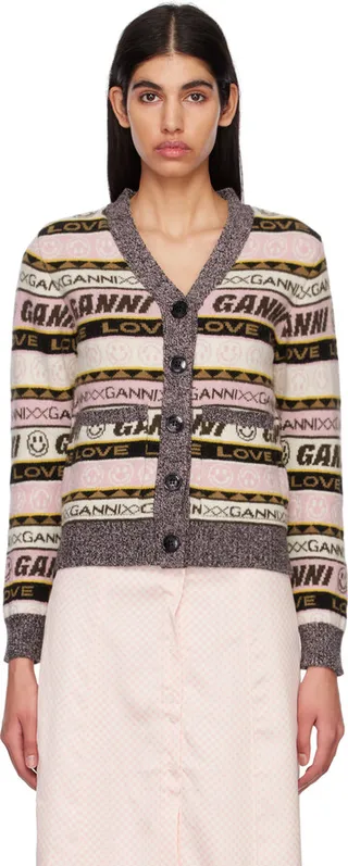 GANNI Purple Graphic Cardigan