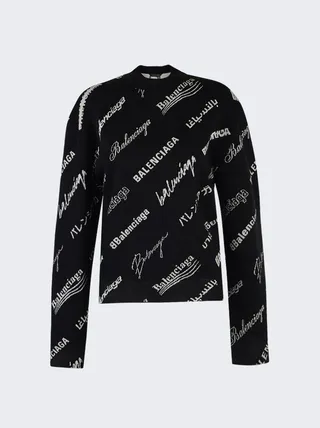 Long Sleeve Logo Shirt Black and White