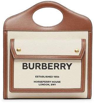 Mini Leather-Trimmed Canvas Pocket Tote