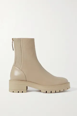Aquazzura - Saint Honore Leather Combat Boots - Neutrals