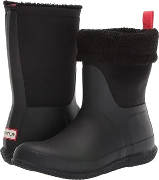 Hunter Original Roll Top Sherpa Snow Boot (Black) Women's Rain Boots