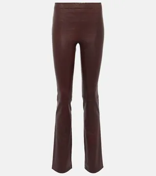JP Long leather kickflare pants