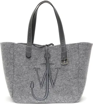 Belt embroidered-logo tote bag