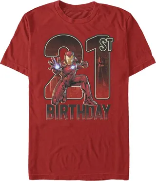 Men's Marvel Iron Man 21st Birthday Action Pose T-Shirt - Red - Medium