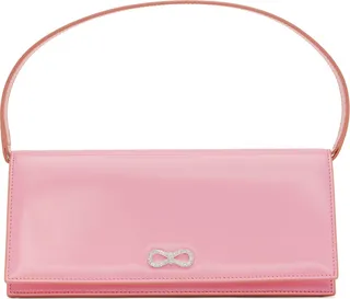 MACH & MACH Pink Crystal Bow Baguette Bag