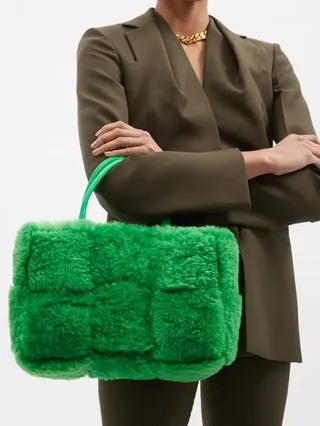 The Arco Small Leather And Shearling Tote Bag
