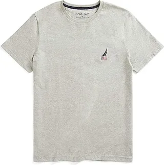 Nautica Men's 100% Cotton with Logo Graphic-tee-Shirt (Classic Grey) Men's T Shirt