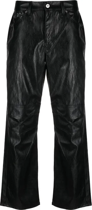 Faux-Leather Straight-Leg Trousers