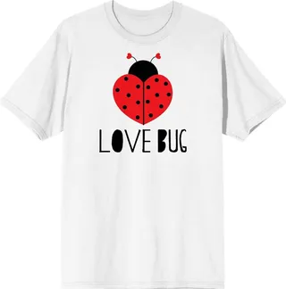 V Day Love Bug Crew Neck Short Sleeve White Women’s T-shirt-Small