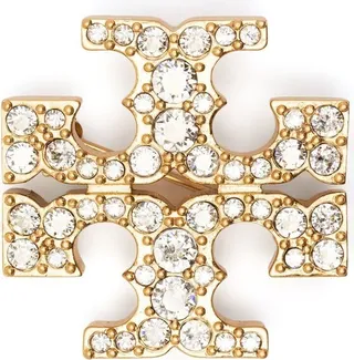 Crystal-Embellished Logo Broach
