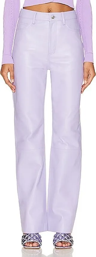 REMAIN Leather Straight Pant in Lavender