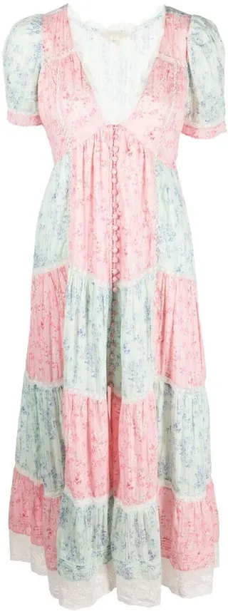 Floral-Print Patchwork Dress
