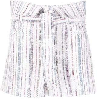 Belted-Waist Tweed Shorts