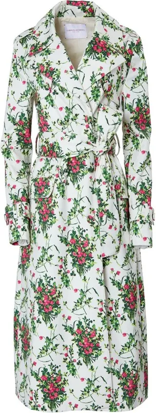 Floral-Print Belted Trenchcoat