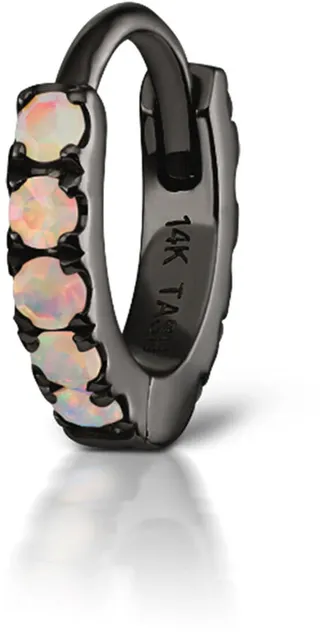 6.5mm Opal Blackened Gold Eternity Single Hoop Earring