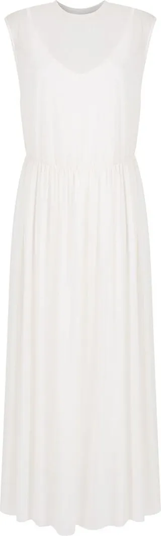 Sheer Pleated Midi Dress