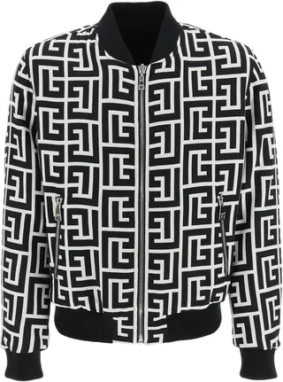 Balmain Reversible Bomber Jacket With Monogram Pattern