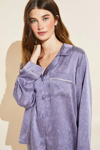 Inez Washable Silk Printed Long PJ Set