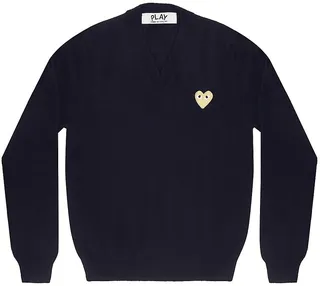 Wool V-Neck Heart Sweater