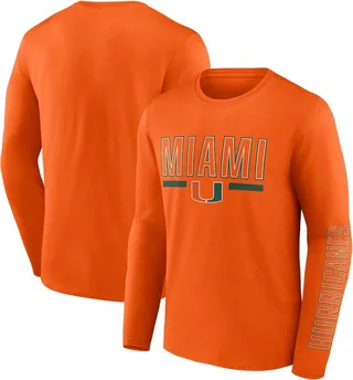Men's Fanatics Branded Orange Miami Hurricanes Modern Two-Hit Long Sleeve T-shirt