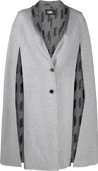 Intarsia Knit Logo Reversible Cape