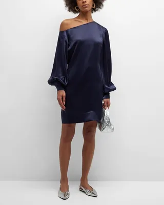 Frame Silk One-Shoulder Mini Dress