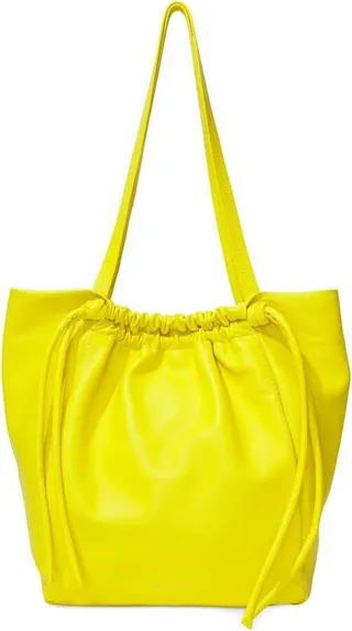 Drawstring Leather Tote Bag