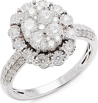 14K White Gold & 1.13 TCW Diamond Halo Ring
