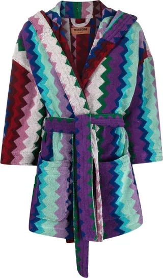 Multicoloured Chantal Hooded Dressing Gown