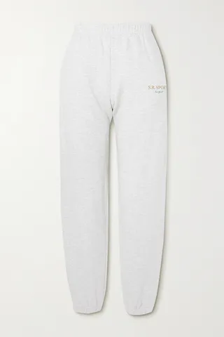 Sporty & Rich - Wimbledon Printed Cotton-blend Jersey Track Pants - Gray