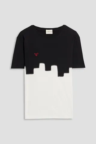 Rylyn embroidered two-tone cotton-jersey T-shirt