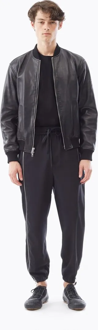 Leather Bomber Jacket in black