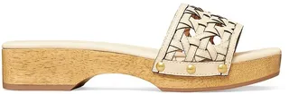 Basket-Weave Leather Open-Toe Clogs