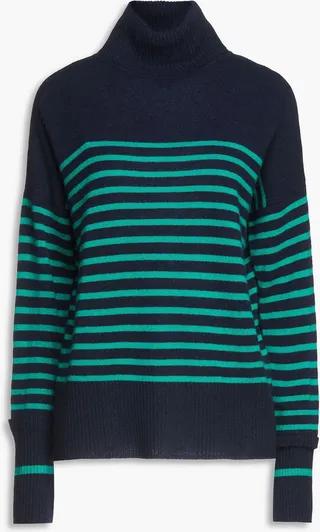 Striped cashmere turtleneck sweater