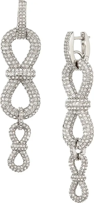 Crystal Pavé Bow Link Drop Earrings