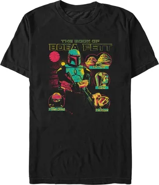 Men's Star Wars: The Book of Boba Fett Distressed Character Line-up T-Shirt - Black - 2X Large
