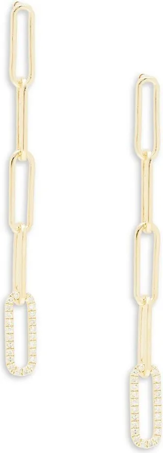 Goldplated Sterling Silver & 0.13 TCW Diamond Chain Dangle Earrings