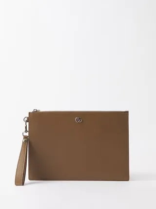 GG-plaque Leather Pouch