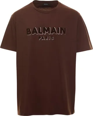 Balmain Oversized Flocked Logo T-Shirt