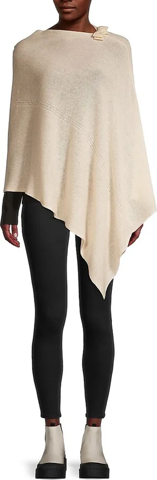 Asymmetric Hem Cashmere Poncho
