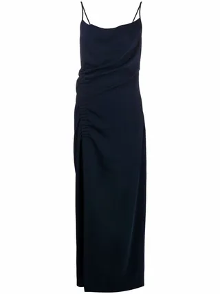Side-Slit Ruched-Effect Long Dress