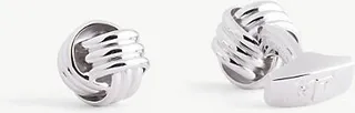 Mens Rhodium Knot Silver-toned Brass Cufflinks