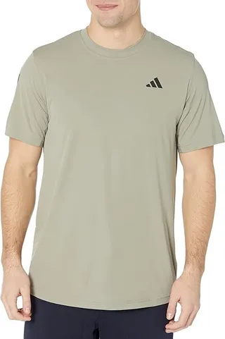 adidas Club 3-Stripes Tennis Tee (Silver Pebble) Men's Clothing