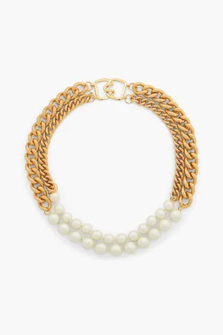 Gold-plated faux pearl necklace