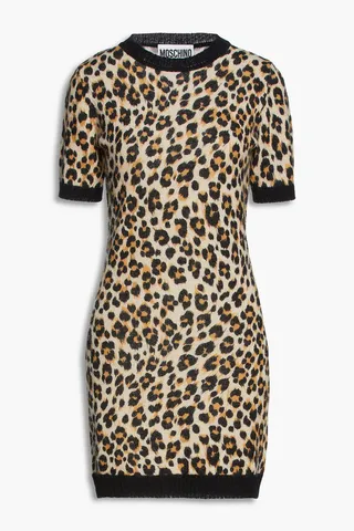 Leopard-jacquard mini dress