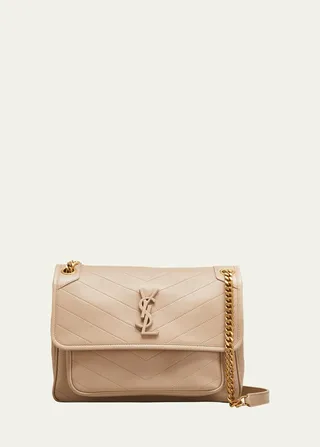 Niki Medium YSL Monogram Quilted Calf Flap Shoulder Bag