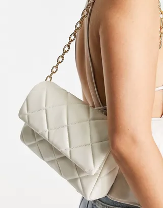 Monki quilted shoulder bag in cream
